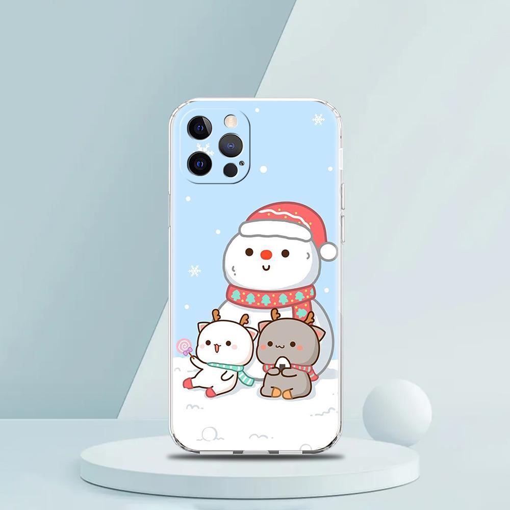 Peach And Goma Cat Phone Case for iPhone 16 15 14 13 12 Pro Max Cover Transparent for iPhone 11 Pro Max 7 8 Plus XS XR Shell Bag