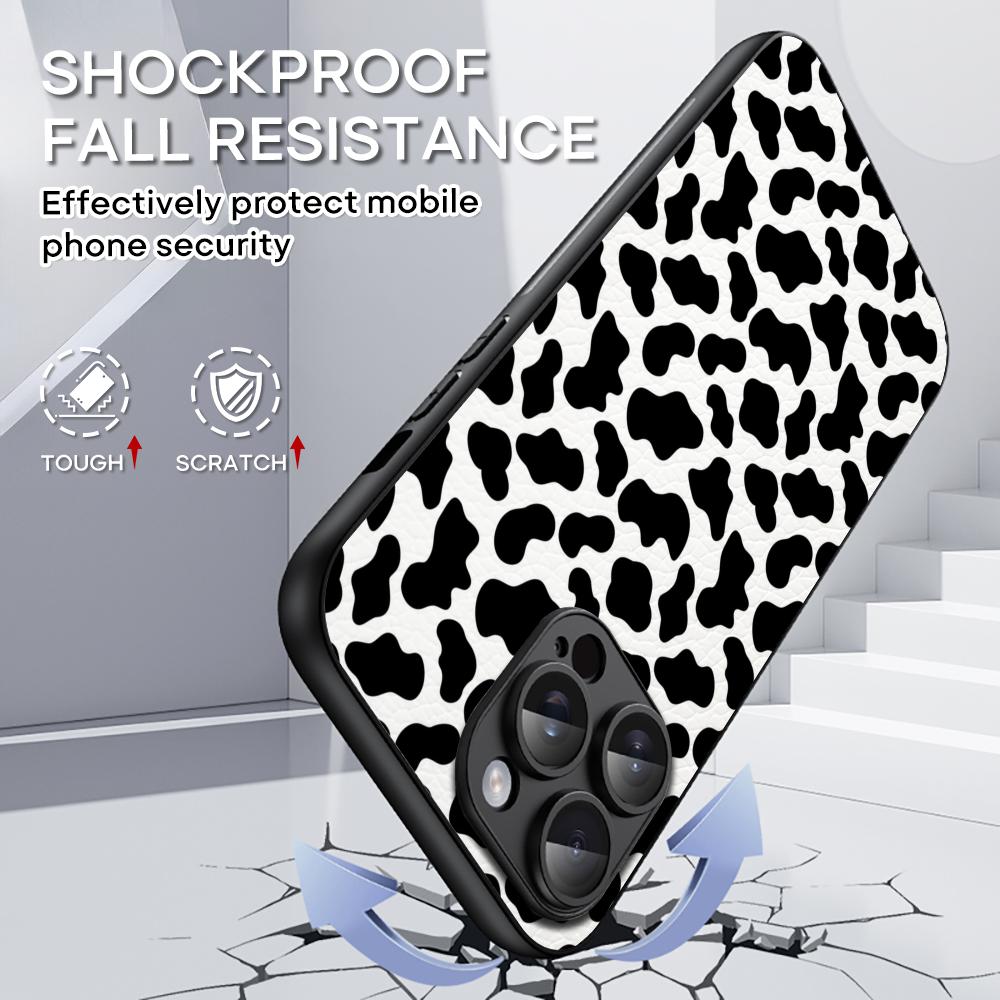 Cow print cteative painting art pattern Phone Case For iPhone 16 15 14 13 12 11 Plus Pro Max Limited Black hard case Sheepskin