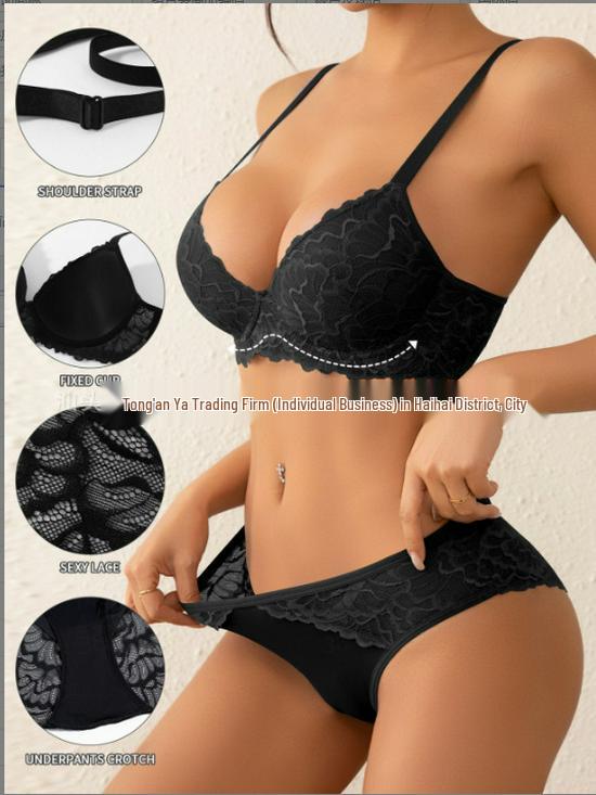 Cross-border Sexy Lace Push-up Bra Set for Women - Hot Selling