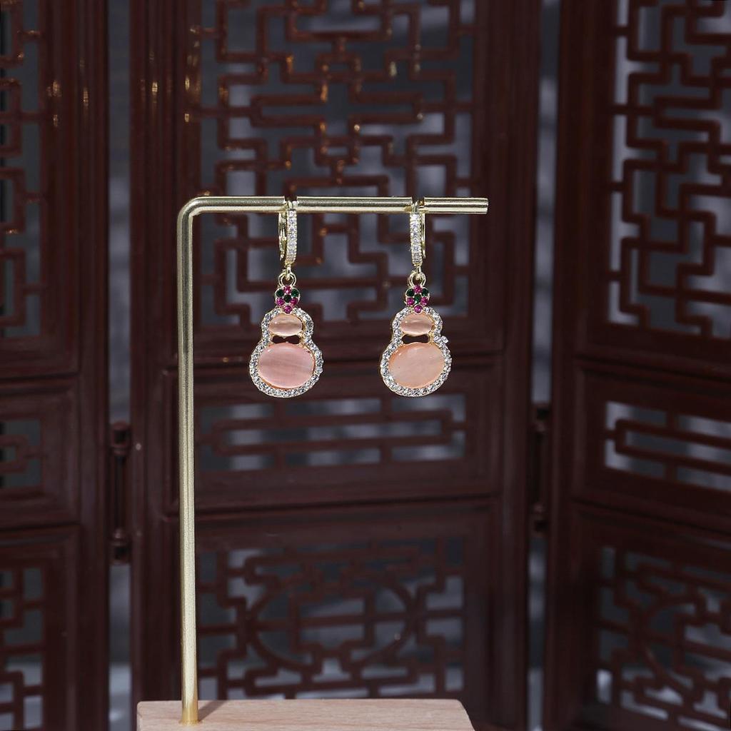 Ancient Chinese Style Beaded Tassel Earrings with Flower Fan and Bowknot