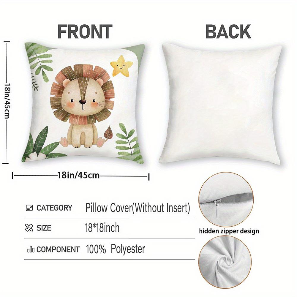 Cute Animal-Printed Pillowcases: Lion, Zebra, Elephant & Giraffe Designs! Sofa cushion cover home room decoration