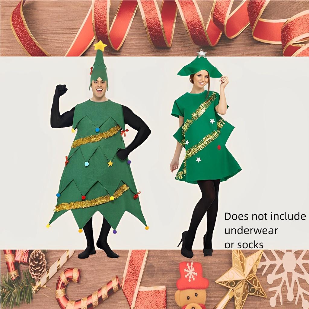 Christmas Adult Tree Skirt Cosplay Men Women Costume Outfits Christmas Party Set