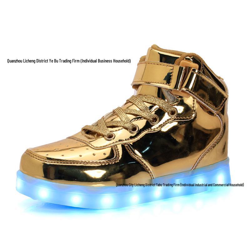 Scarpe da Skateboard High-Top con Luci e Ricarica USB: Taglie alla moda per Genitori-Figli, Coppie e Uomini
