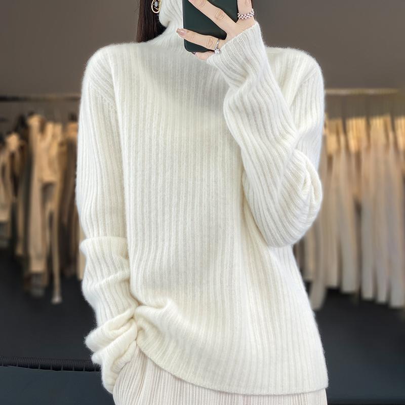 Women's Cashmere Sweater Qinghe Cashmere 30% Cashmere 70% Wool Women's Autumn and Winter Cashmere Pullover Soft and Warm