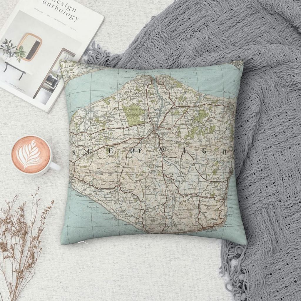 Isle Of Wight Uk Map Square Pillowcase Polyester Linen Velvet Printed Zip Decorative Throw Pillow Case Home Cushion Cover