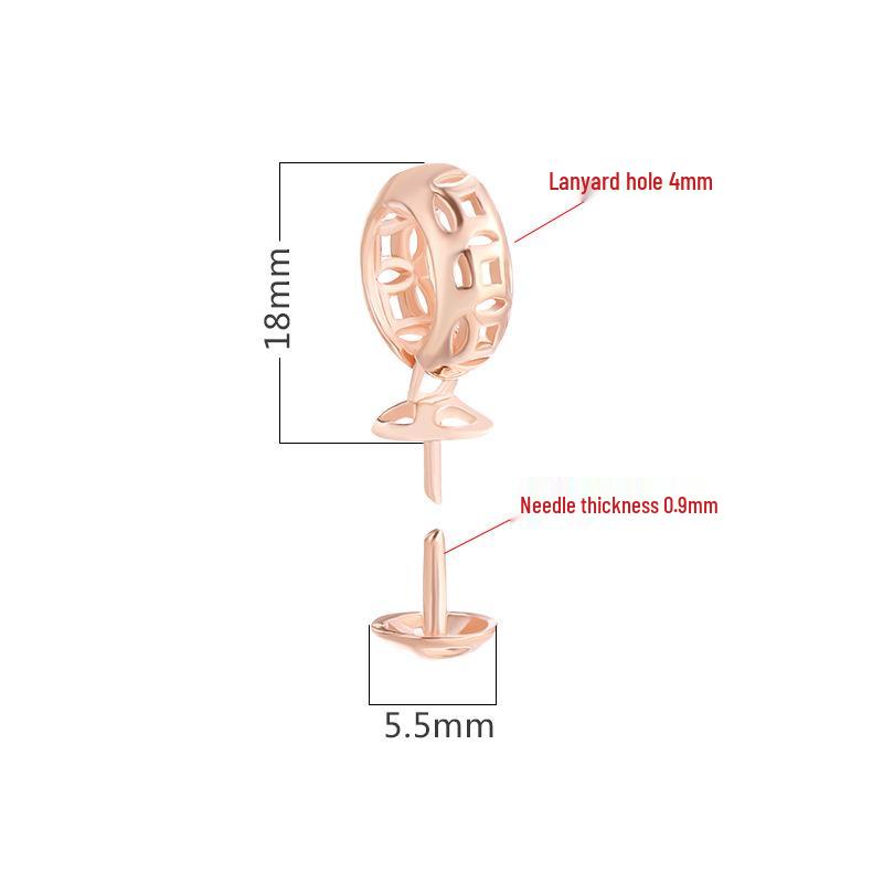 

Retro S925 Sterling Silver Pendant Buckle for DIY Pearl, Jade, and Bead Setting рожевий колір золота