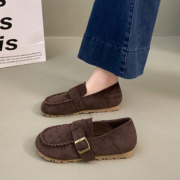 

Soft leather all-inclusive Birkenstocks women s 2025 autumn new one-pedal platform beanie shoes lazy inner heightening loafers 40