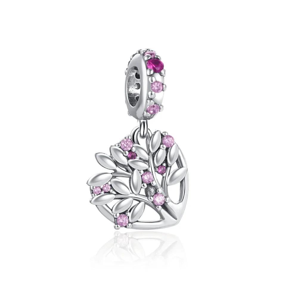 New 925 Silver Family Tree House Charm Pendant with Stars Moon for DIY Bracelet Jewelry Accessories