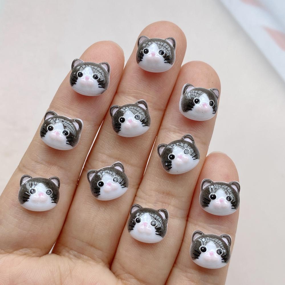 50Pcs Cute Cartoon Mini Cat, Little Fish Series Nail Art Resin Designer Charms DIY Craft For Nail 3D Decorations Jewelry