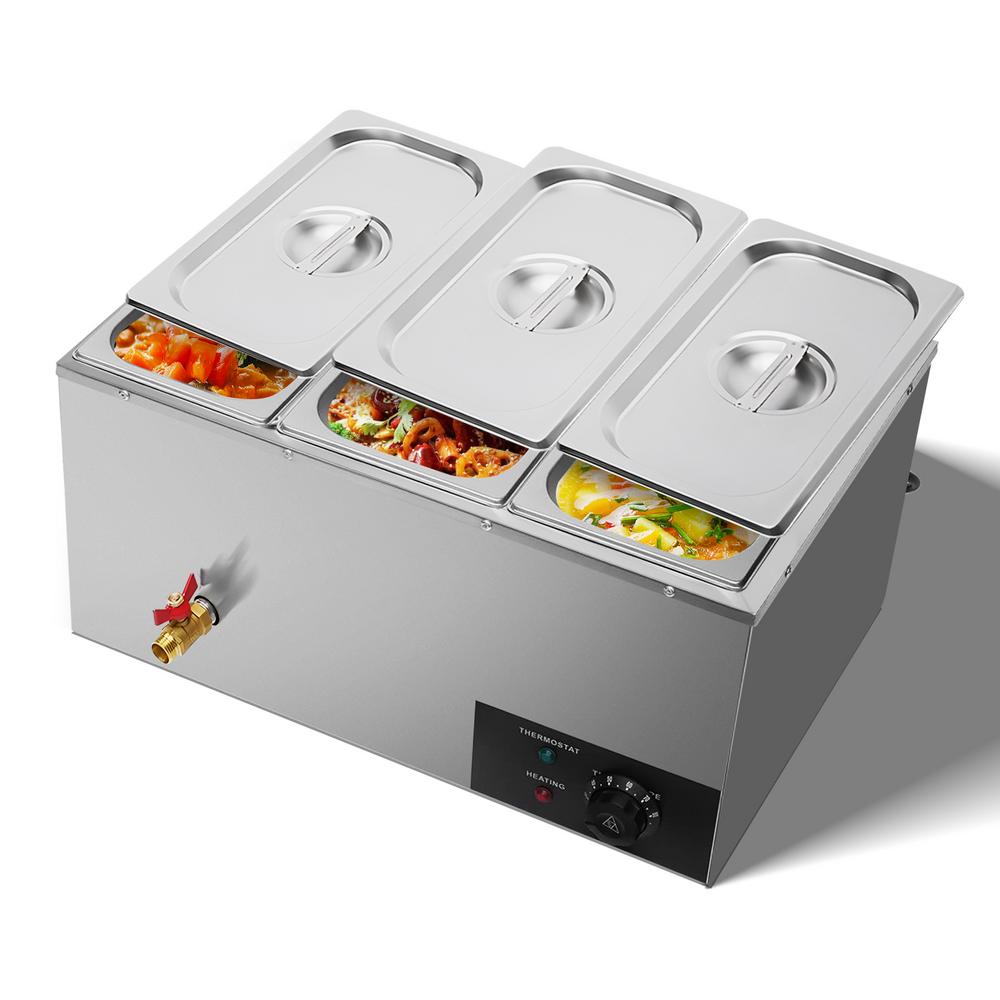 

Электрический подогреватель для шведского стола, 3-х позиционный электрический пароварочный аппарат для шведского стола, подогреватели для супа из нержавеющей стали с контролем температуры 86-185F