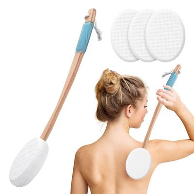 Back Lotion Applicator with Replaceable Cotton Pads Even Coverage Sunscreen Cream Applicator with Curved Handle Back Feet Cleaning Bath Scrubber