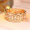 French court-style window lattice ring with full diamond embellishments Gold-patterned design, a sophisticated and stylish accessory for everyday
