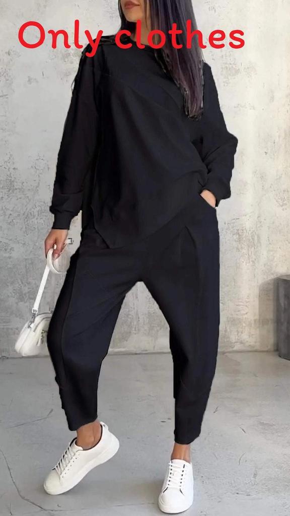Fall Winter Womens Casual Sweatsuit With Pockets And Spliced Design For Streetwear Style