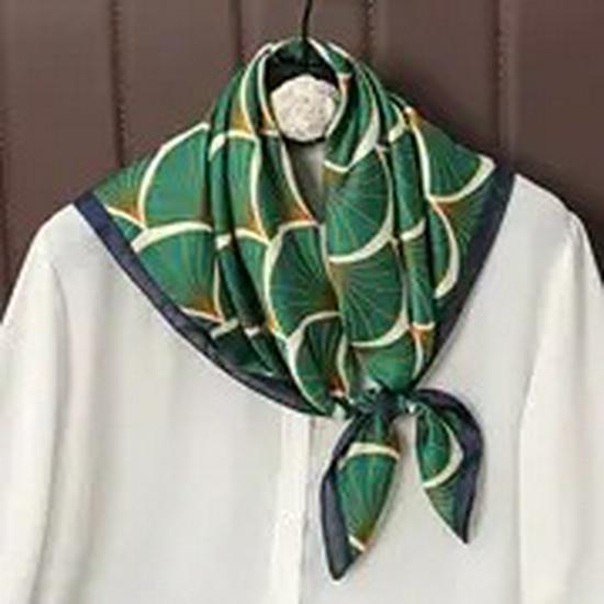 Women's Korean Style Retro Printed Imitation Silk Scarf for Professional and Casual Use