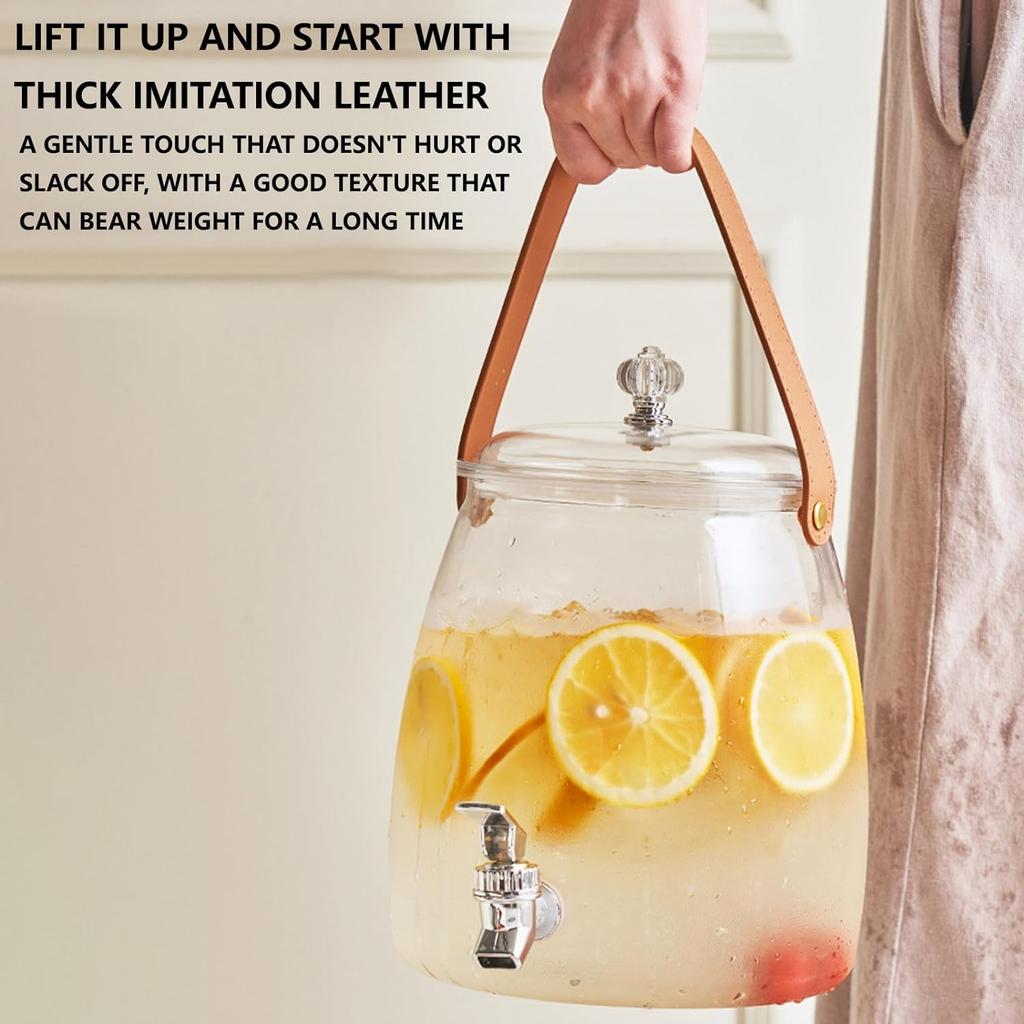 Plastic Beverage Dispenser Container with Stainless Steel Spigot and Handle Leakproof Iced Juice Lemonade Drink Dispensers