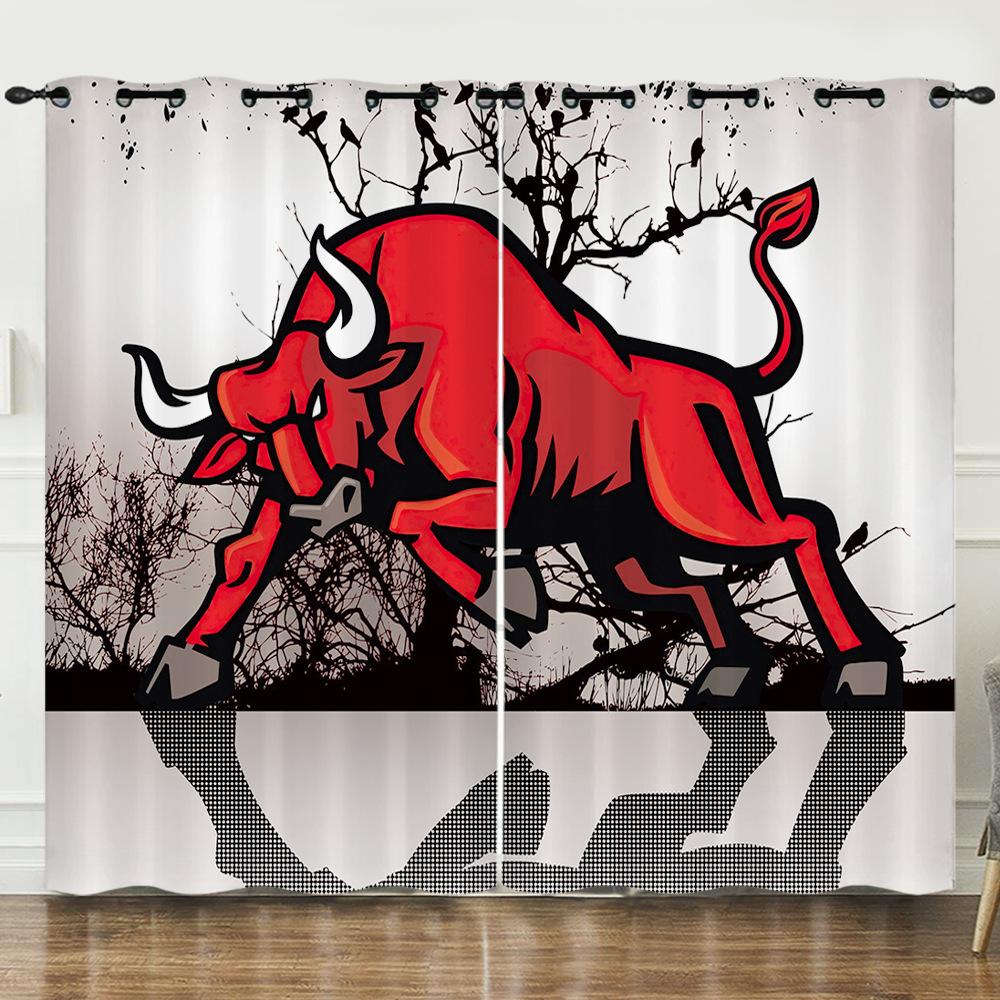 Curtain Dinosaur World 3D Digital Printing Blackout Curtain Punching