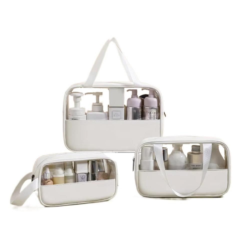 With Handle Portable Toiletry Pouch Transparent Women Wash Pack  Beach Activities