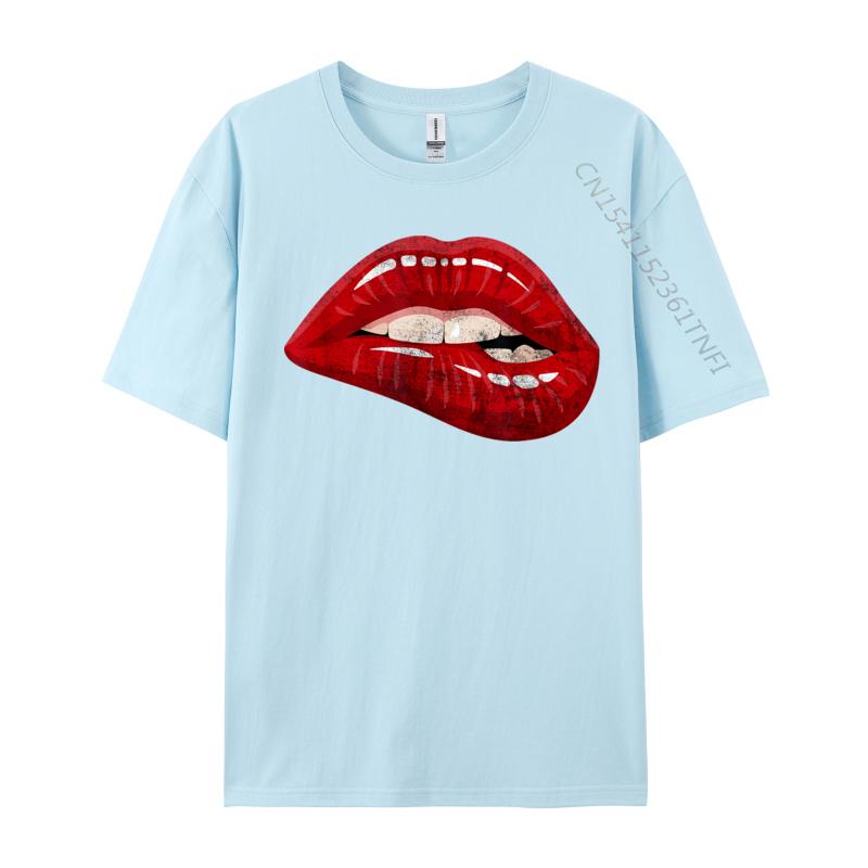 Unisex Is Unisex Is Illustration Red Biting Lips Luxury Designer TShirts Hip Hop Sweatshirts Loose Cotton ONeck Unisexs