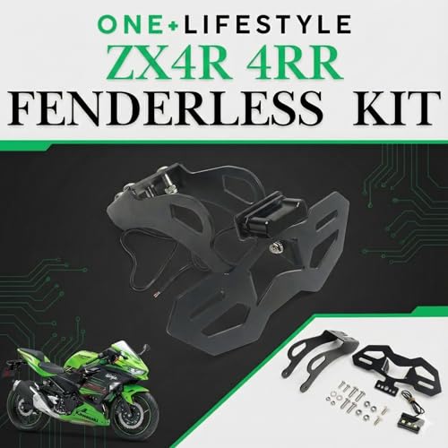 one+lifestyle ZX-compatible Fender Eliminator Kit for ZX-25R, ZX-4R, and ZX-4RR (2020-2024) with Adjustable License Plate Holder and License Plate Sta