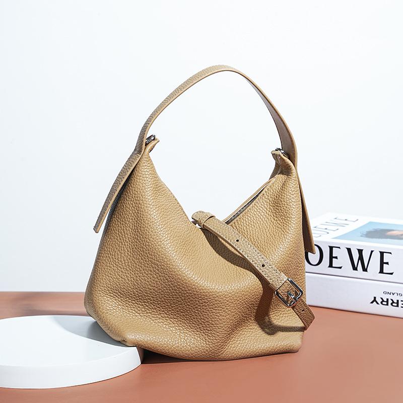 New Soft First-layer Cowhide Messenger Tote Bag, Solid Color Leather Commuting Versatile High-end Portable Women's Bag