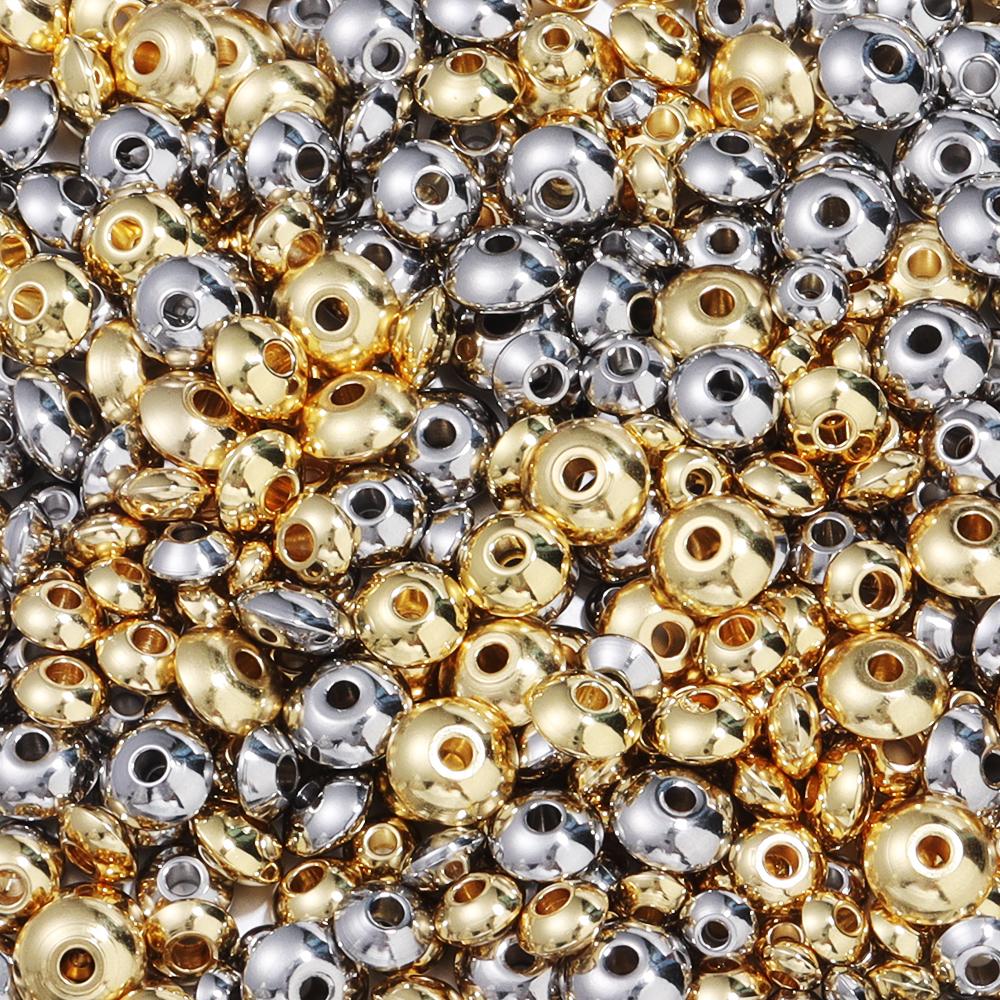 20-50Pcs/Lot Stainless Steel Abacus Beads Multi Size Curved Surface Spacing Beads For Jewelry Making Diy Bracelet Accessories
