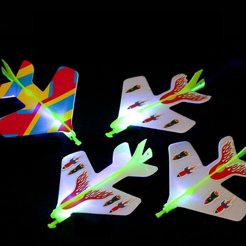 Large Size Luminous Catapult Airplane Slings Toy Sparkling Elastic Airplane Children'S Outdoor Activity Flying Toy Gift
