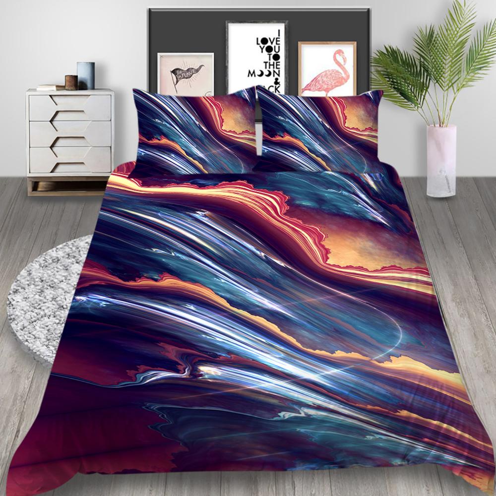 Povlečení s 3D barevným halo tiskem Jednolůžko Jednolůžko v plné velikosti se vzorem písku na polštář a povlak na přikrývku Pratelné a pohodlné Domácí dekorace