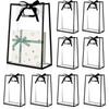 10pcs Clear Plastic Gift Bags with Handles 7"x10"x3.2" Reusable PP Favor Bag with Ribbon Transparent Plastic Gift Bags