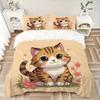 3pcs Charming Cat Printed Quilt Set - Soft and Comfortable Quilt Cover for Bedroom, Guest Room and Dormitory