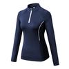 Women's Quick-Dry Long Sleeve Bodycon Sports Yoga Top with Half-Zip and Stand-Up Collar.