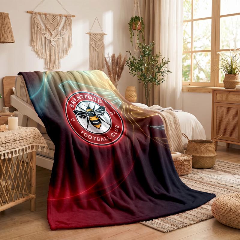 Brentford Football Print Flannel Blanket Soft Warm Sofa Bed Throw Blanket For Home Office Bedroom