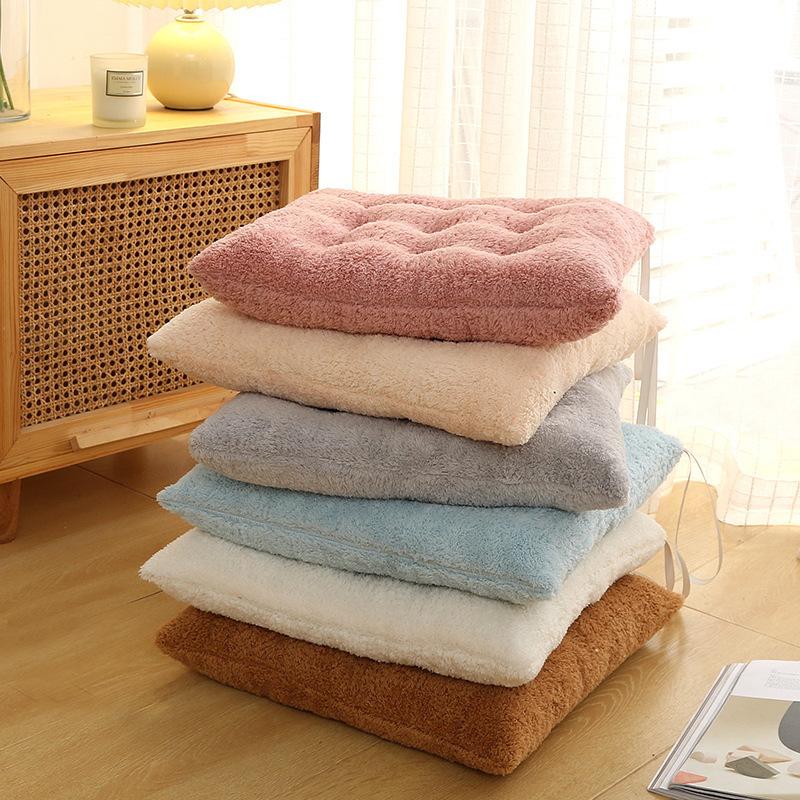 Warm Mats Chair Cushions Luxury Short Plush Dining Chair Cover Soft Mats Anti-Slip with Ribbon