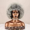 MISSQUEEN Grey Afro Women Puff Kinky Curly Wig Synthetic Fiber Natural Fluffy Gray Curly Cosplay Daily Wear Wig for African