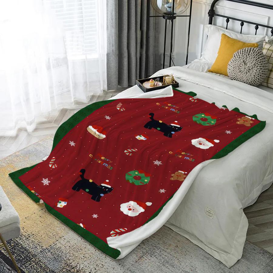 

Merry Christmas Snowflakes Microfiber Flannel Cover Blanket Bedroom Living Room Sofa Soft And Comfortable Home Decoration 75x90cm