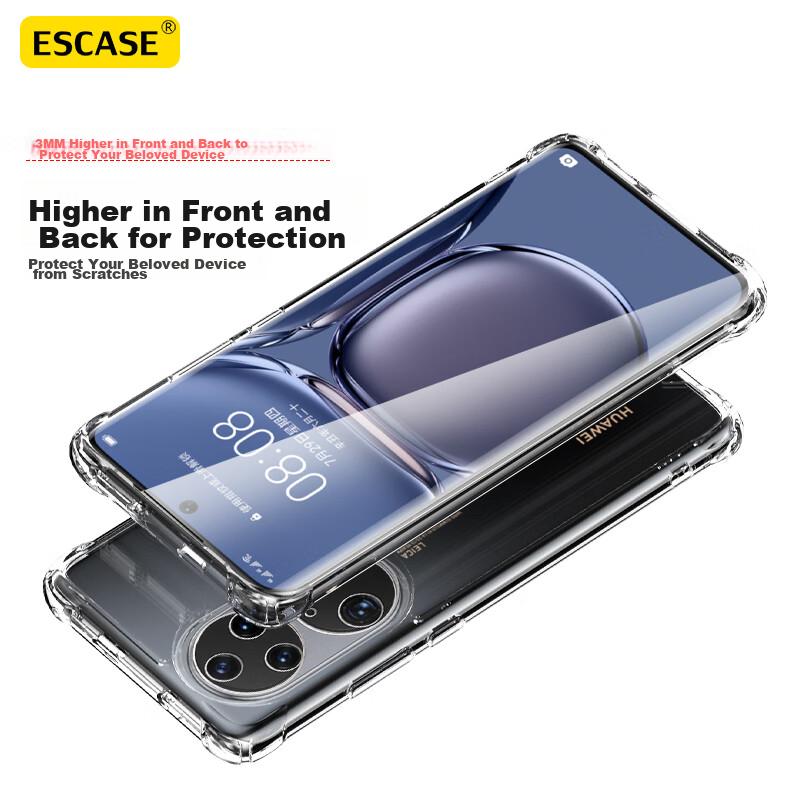 Huawei P50/p50e Phone Case, Full Protection Transparent Airbag Shockproof Soft TPU (With Lanyard Hole), ES-Ip9 Series Version Translucent White