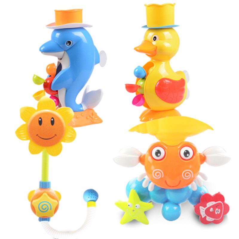 New Summer Sunflower Electric Baby Bath Toy Shower Head