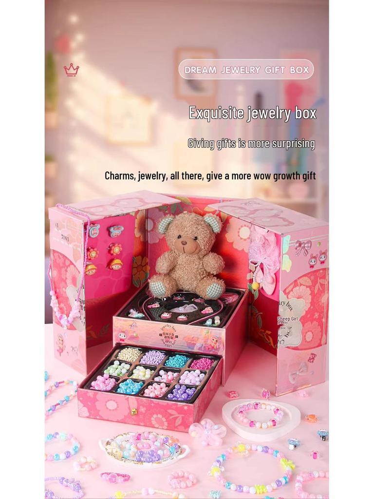 Children's DIY Bracelet Beading Kit – Handmade Material Toys for Girls, Ideal Christmas or 7th Birthday Gift, New Year's Present.