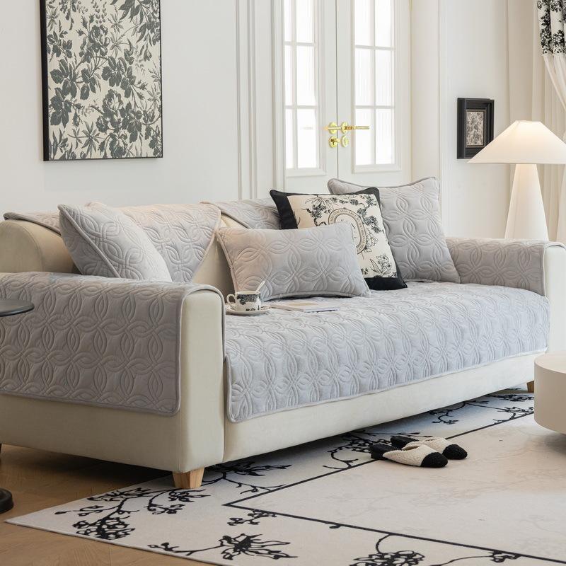 Sofa Cushion All-Season Universal High-End French Plush Winter Non-Slip Leather Sofa Seat Cover Cover