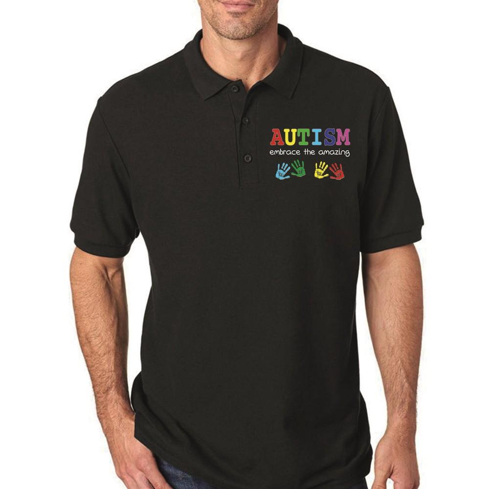 EMBROIDERY Autism Awareness Polo T-shirt Embrace the amazing Light Blue, Royal  Unisex T-Shirt S
