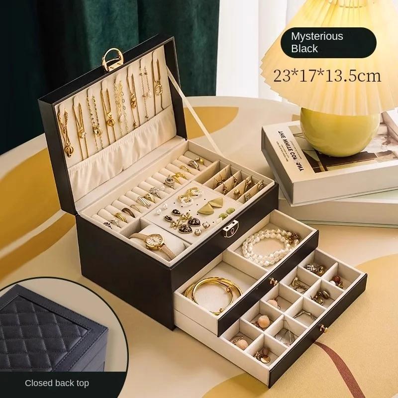High-end Jewelry Organizer Box with Large Capacity and Exquisite Design for Necklaces and Earrings