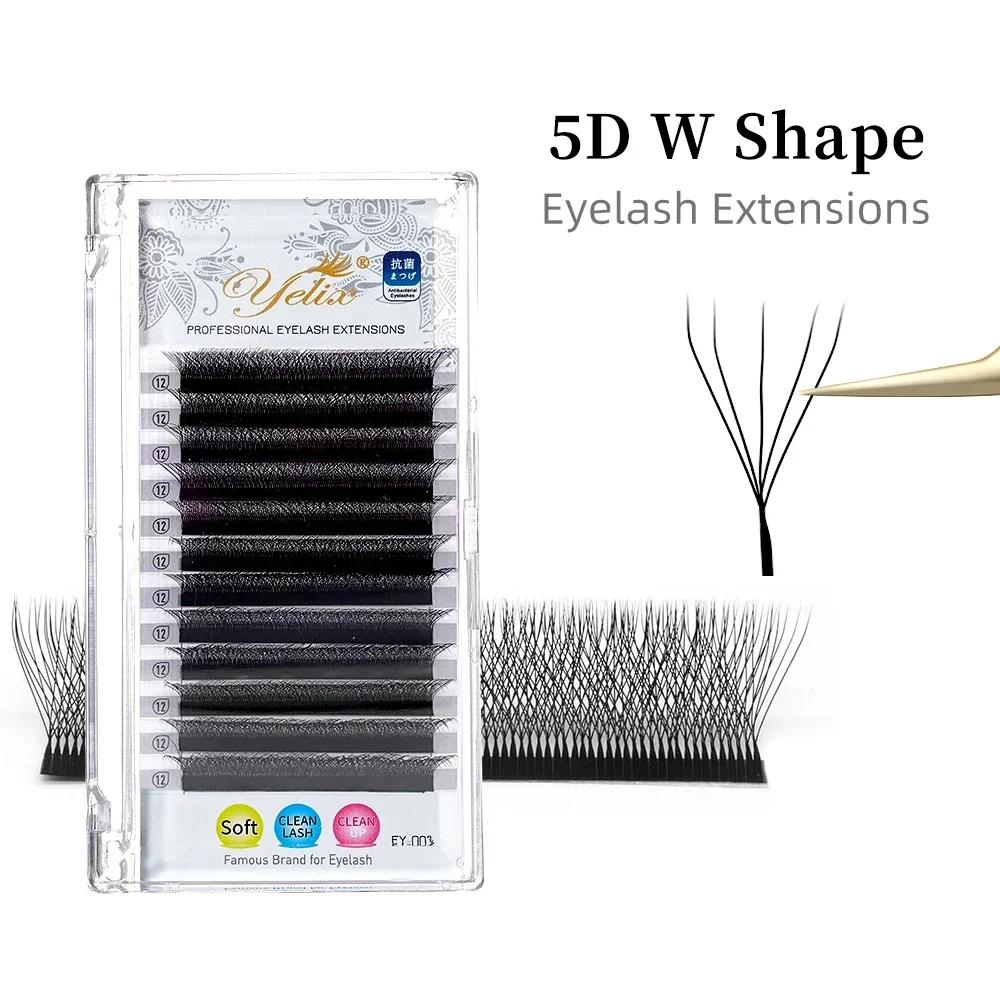 Yelix Cilios 5D W Shape Eyelash Extensions 4D/6D/8D Premade Volume Fans Natural Soft Automatic Flowering Lash Makeup Supplies