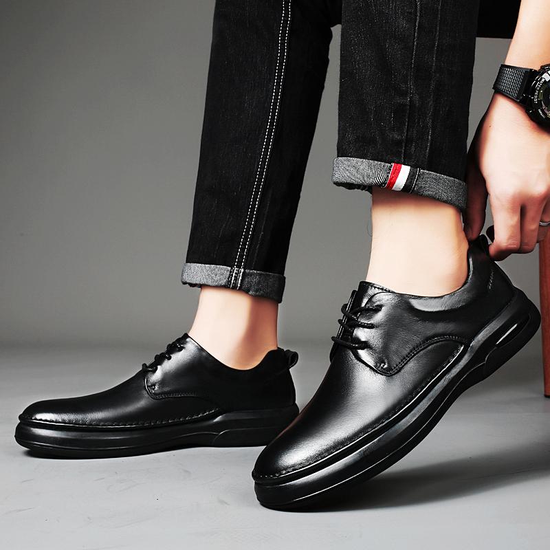 Fashion Casual genuine Leather Man Shoes round Toe Men's Dress Legitimate Shoes Luxury Social Designer Male Business wedding party shoes