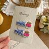 2pcs Plaid Strawberry Cherry BB Clip Fabric Bangs Side Clip Barrettes Headwear Girl Hairpin Hair Clip Children Hair Accessories