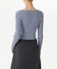 MUSINSA STANDARD WOMAN Women'S Ribbed Slim Square Neck Knit [Blue Grey]