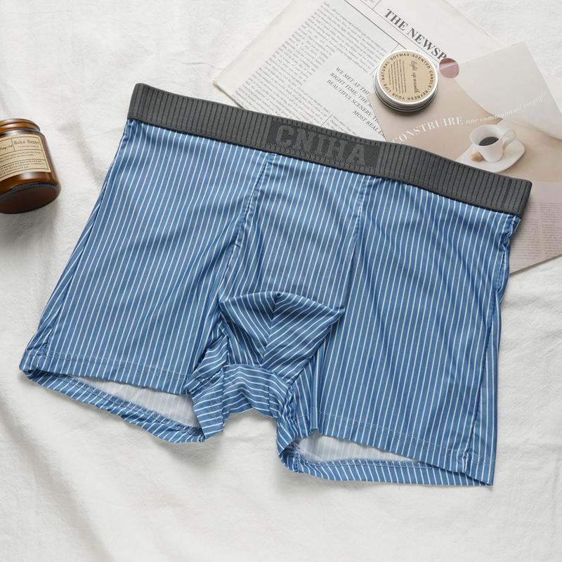 Striped Men's Boxer Briefs Breathable Cotton Trend Boxer Sports Briefs