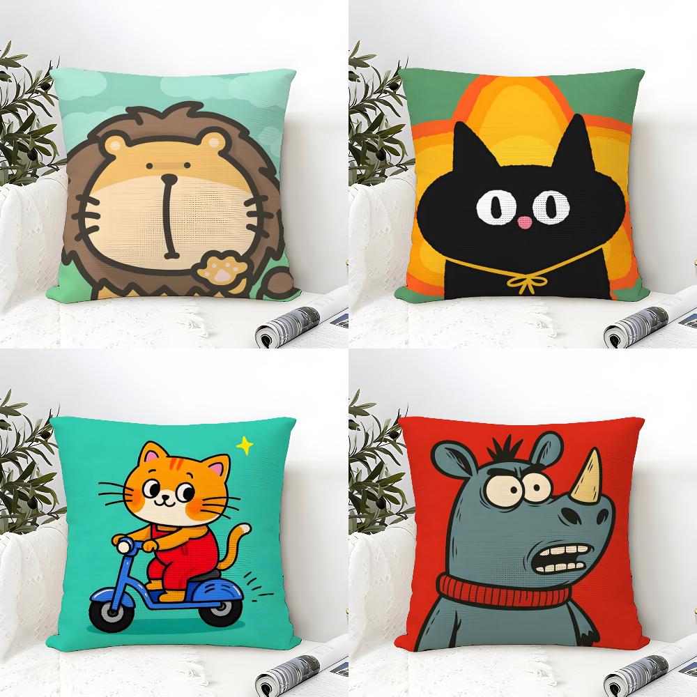 2 Funny And Quirky Party Animals Pillow Case Home Living Room Decoration Linen Pillowcover Pillow Cases Cushion Cover