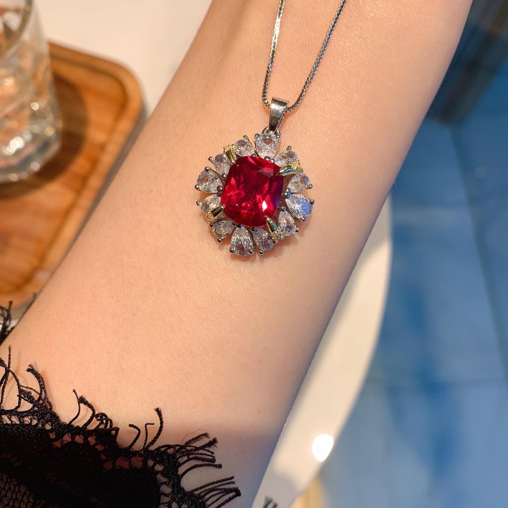 Jewelry Pendant Simulation Red Necklace Diamond Women'S Pendant Main Stone 10 * 12