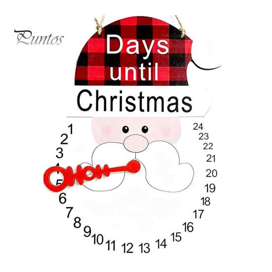Christmas Atmosphere Ornament Countdown Calendar, Reusable Days Until Door Hanging Sign, Home Indoor Xmas Vintage Round Wreath Hanger for Holiday Wall