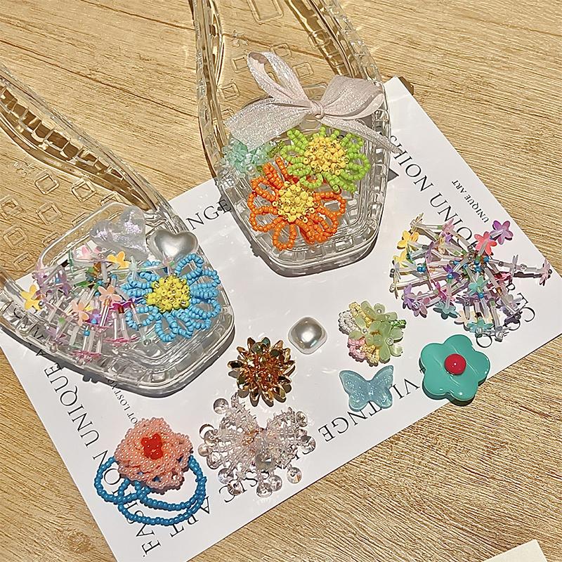 Dopamine Handcrafted Beaded Jelly Shoes Shoes Buckles Sandals Accessory Diy Decorative Shoe Flower Slippers Jewelry Accessories