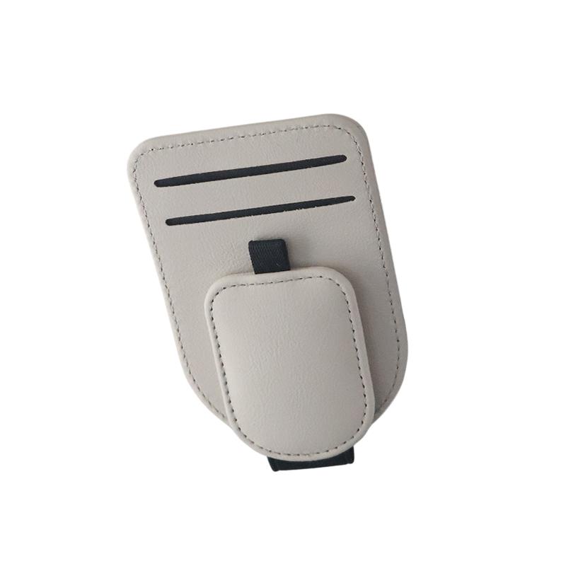 Sunglass Holder For Car Sun Visor, Magnetic Leather Vehicle Eyeglass Hanger Clip, Automotive Interior Glasses Card Organizer